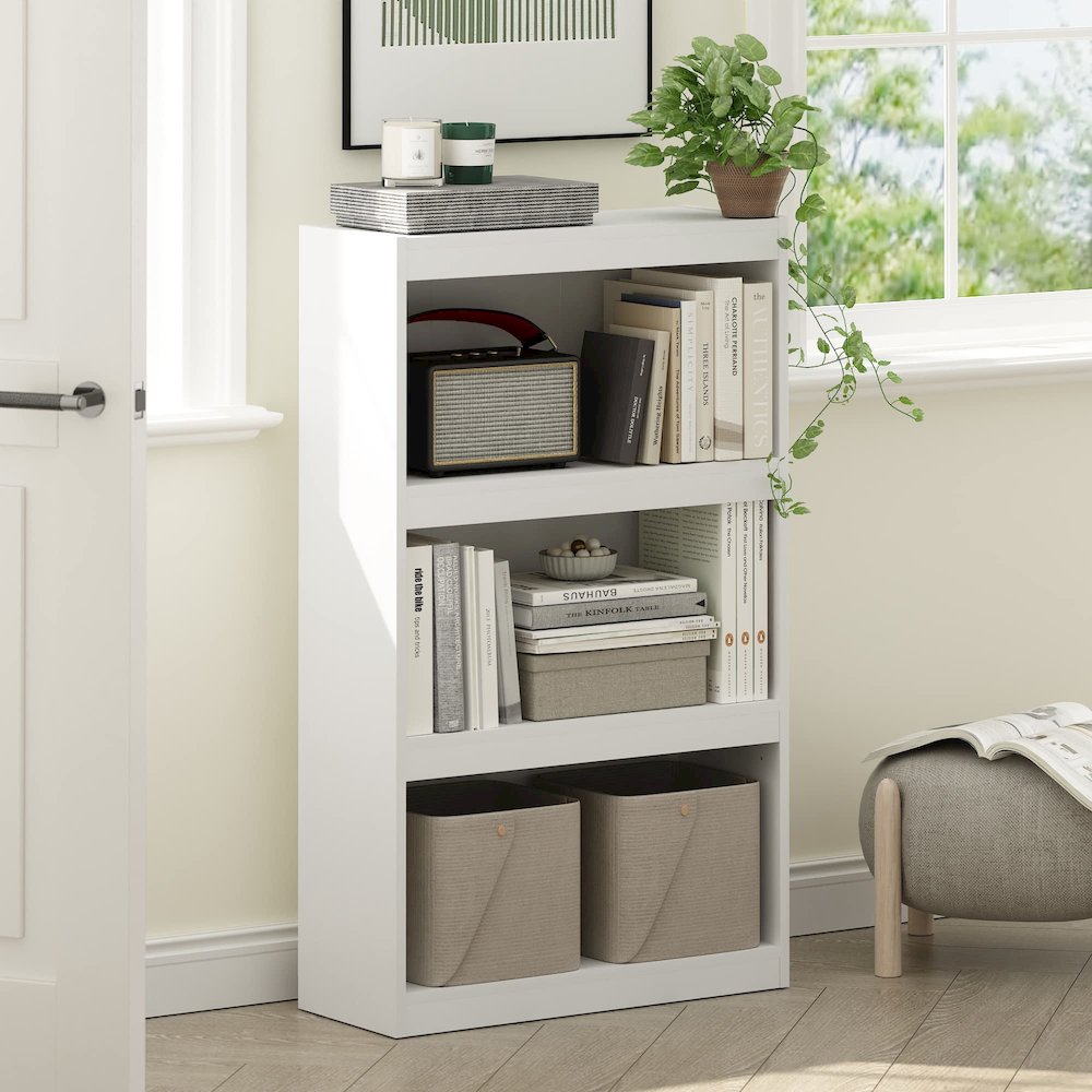 Furinno JAYA Enhanced Home 3-Tier Adjustable Shelf Bookcase, White. Picture 2