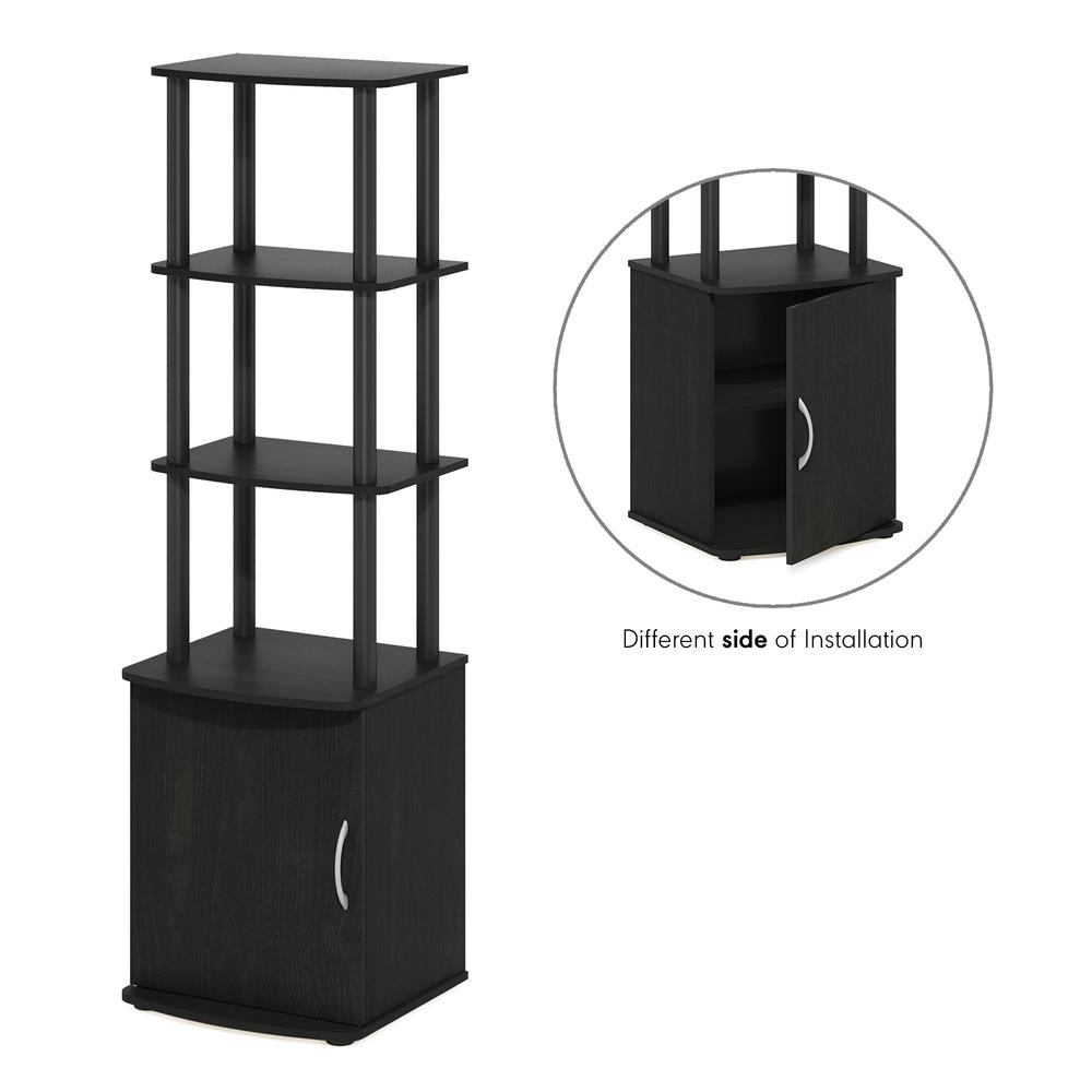 Furinno Turn-N-Tube 3-Tier Tall TV Entertainment Side Table Display Rack with Storage Cabinet, Blackwood/Black. Picture 3