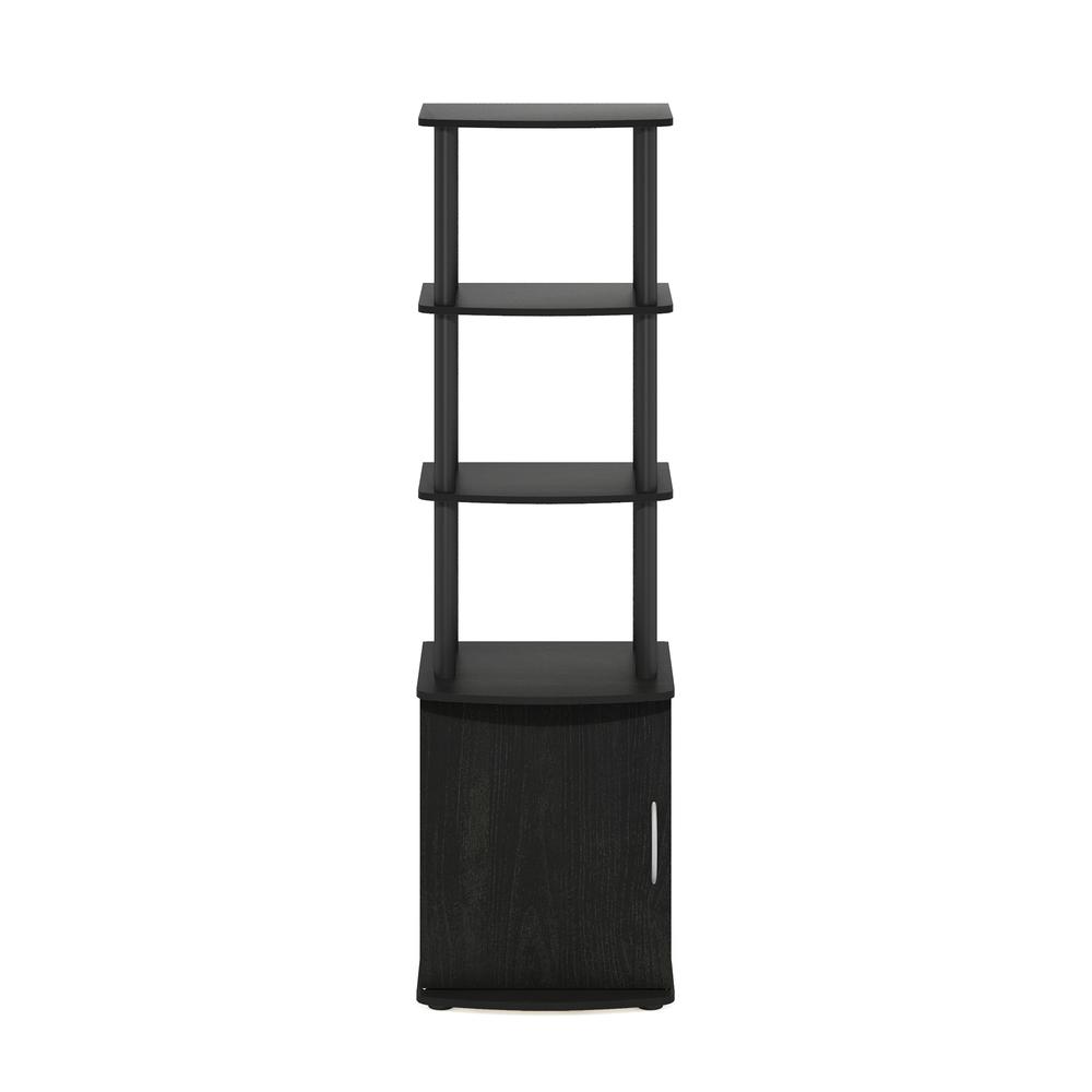 Furinno Turn-N-Tube 3-Tier Tall TV Entertainment Side Table Display Rack with Storage Cabinet, Blackwood/Black. Picture 2