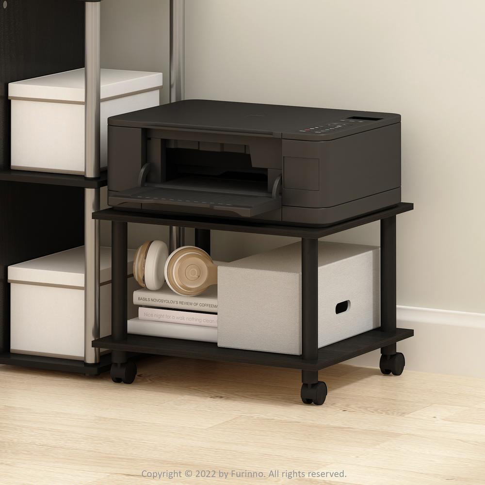 Furinno Econ Home Office Under Desk CPU and Printer Stand with Wheels, Espresso/Black. Picture 6
