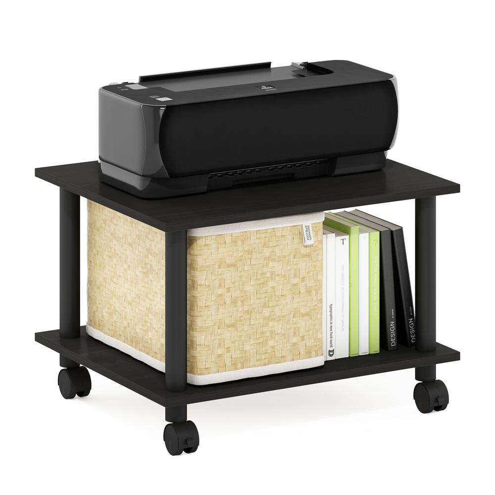 Furinno Econ Home Office Under Desk CPU and Printer Stand with Wheels, Espresso/Black. Picture 4