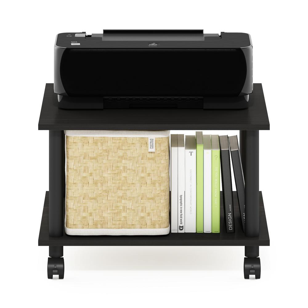 Furinno Econ Home Office Under Desk CPU and Printer Stand with Wheels, Espresso/Black. Picture 5