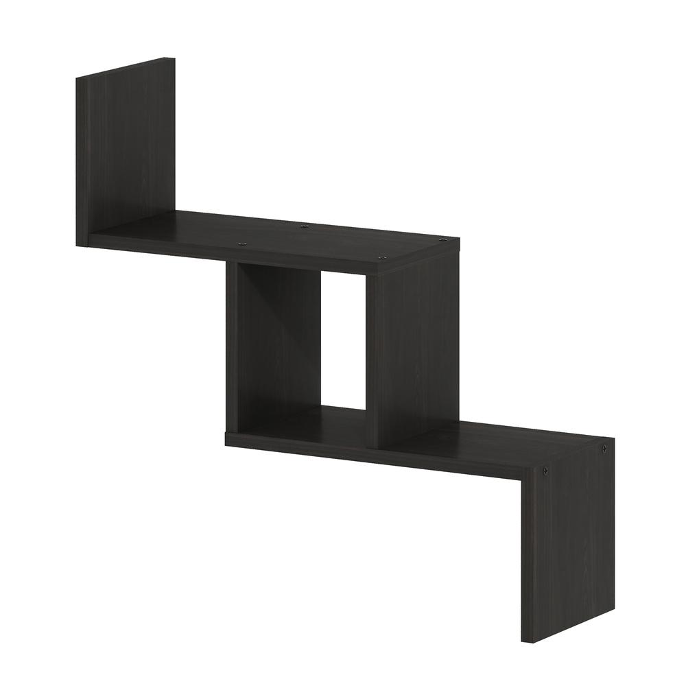 Furinno Rossi Wall Mount Floating Ladder Shelf, Espresso. Picture 1