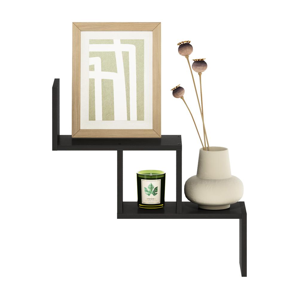 Furinno Rossi Wall Mount Floating Ladder Shelf, Espresso. Picture 4