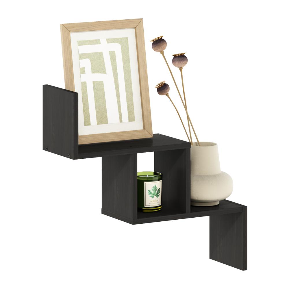 Furinno Rossi Wall Mount Floating Ladder Shelf, Espresso. Picture 5