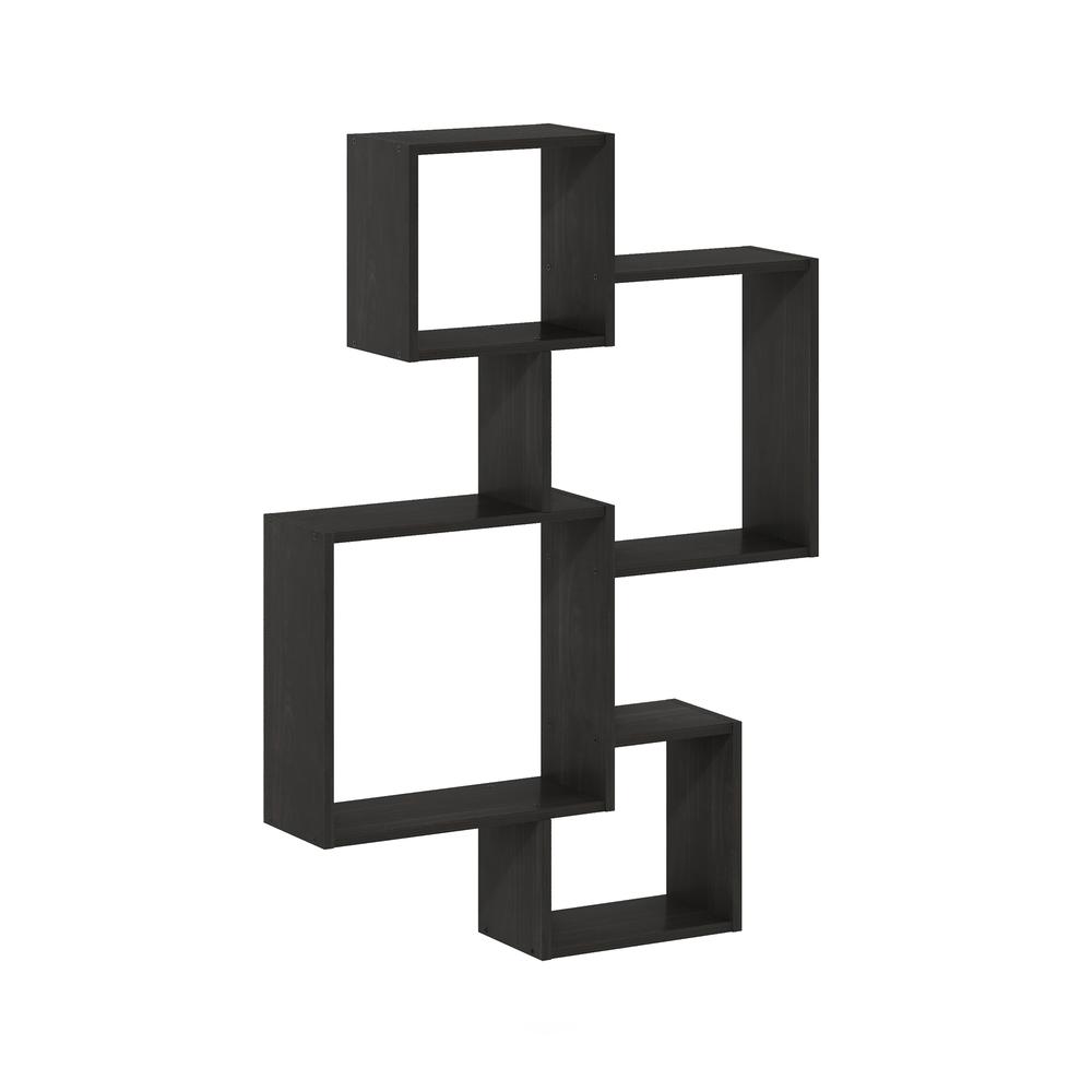 Furinno Rossi Interweave Wall Mount Floating Cube Shelf, Set of 4, Espresso. Picture 1