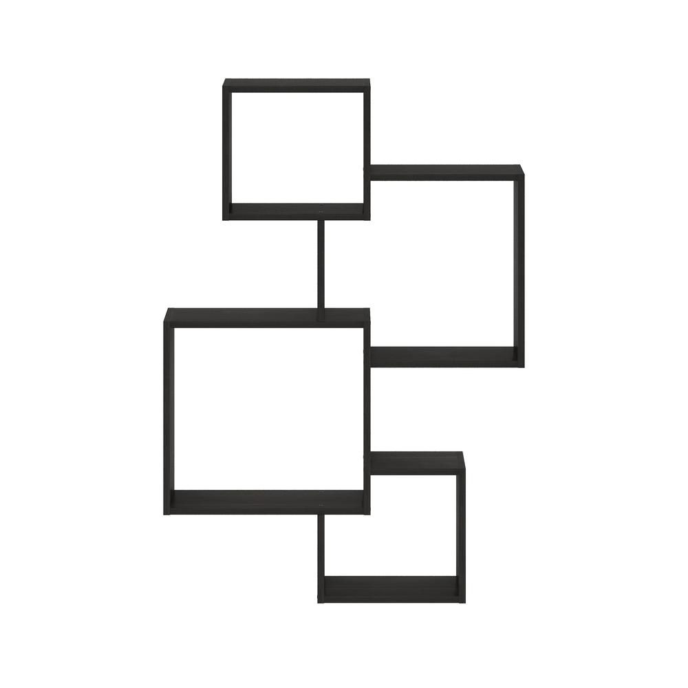 Furinno Rossi Interweave Wall Mount Floating Cube Shelf, Set of 4, Espresso. Picture 3