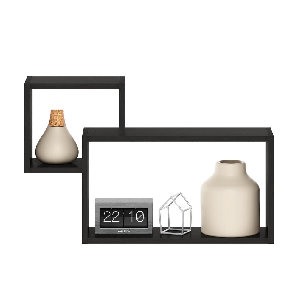 Furinno Rossi Interweave Wall Mount Floating Decorative Shelf, Set of 2, Espresso. Picture 5