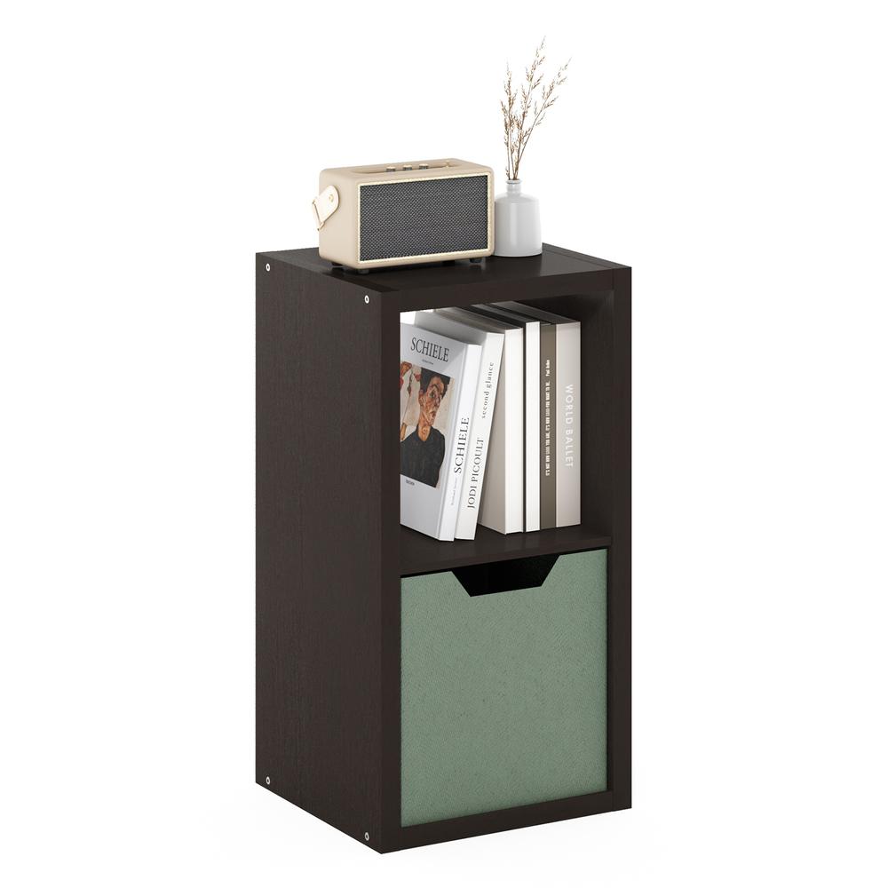 Furinno Cubicle Open Back Decorative Cube Storage Organizer, 2-Cube, Dark Oak. Picture 4