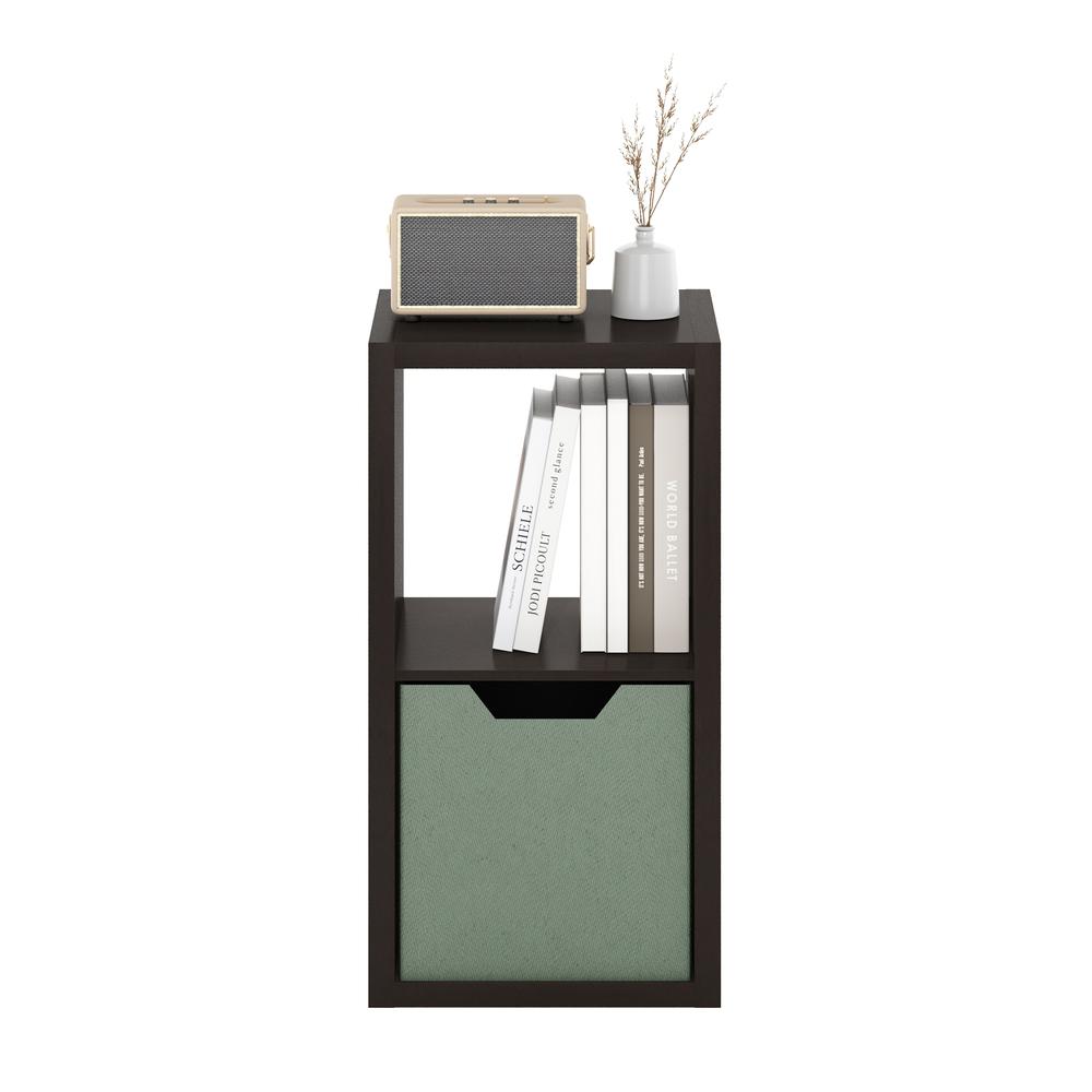 Furinno Cubicle Open Back Decorative Cube Storage Organizer, 2-Cube, Dark Oak. Picture 5