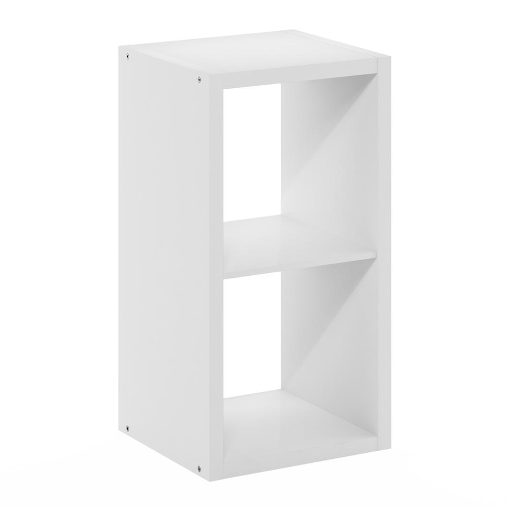 Furinno Cubicle Open Back Decorative Cube Storage Organizer, 2-Cube, White. Picture 1
