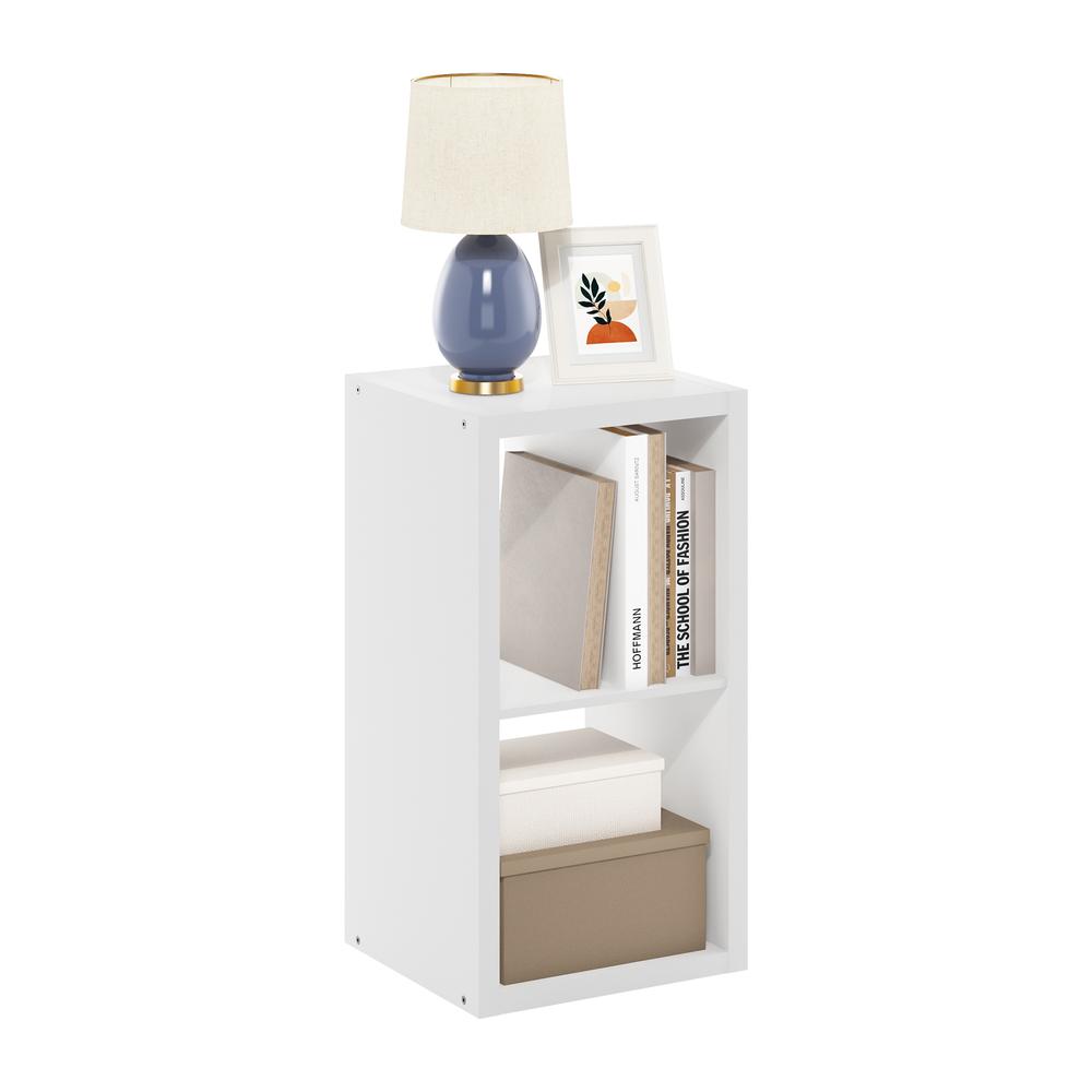 Furinno Cubicle Open Back Decorative Cube Storage Organizer, 2-Cube, White. Picture 4