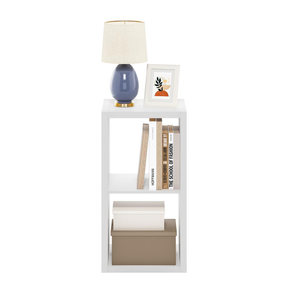 Furinno Cubicle Open Back Decorative Cube Storage Organizer, 2-Cube, White. Picture 5