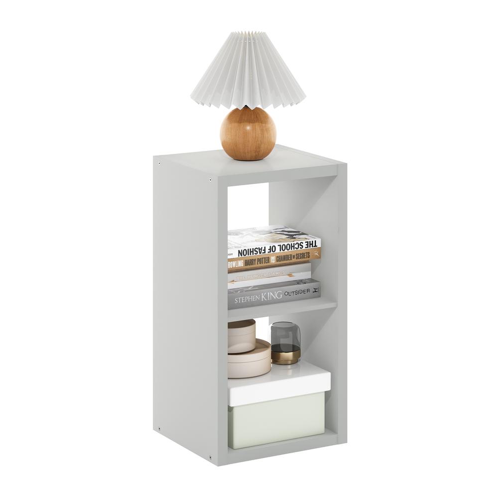 Furinno Cubicle Open Back Decorative Cube Storage Organizer, 2-Cube, Light Grey. Picture 4