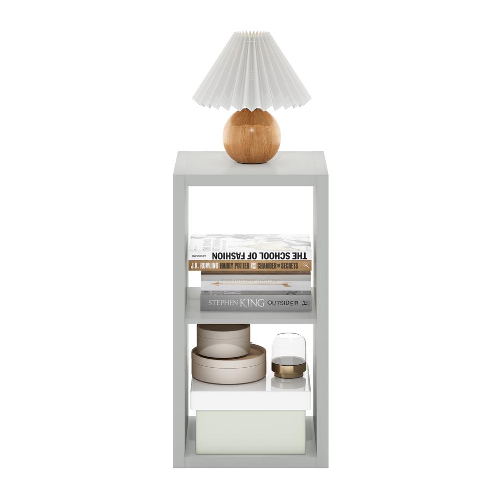 Furinno Cubicle Open Back Decorative Cube Storage Organizer, 2-Cube, Light Grey. Picture 5