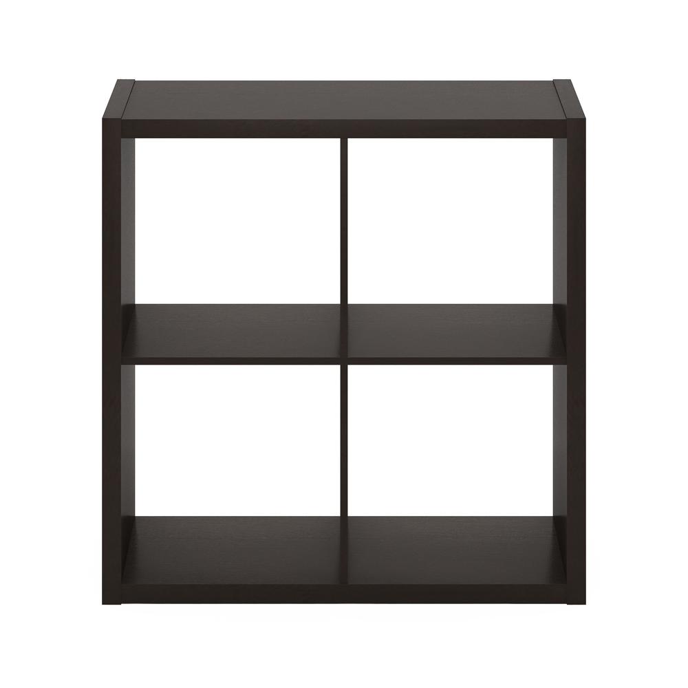 Furinno Cubicle Open Back Decorative Cube Storage Organizer, 4-Cube, Dark Oak. Picture 3