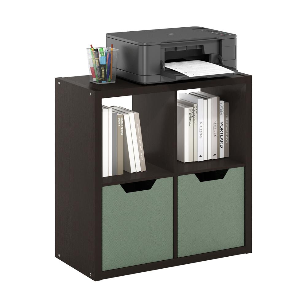 Furinno Cubicle Open Back Decorative Cube Storage Organizer, 4-Cube, Dark Oak. Picture 4