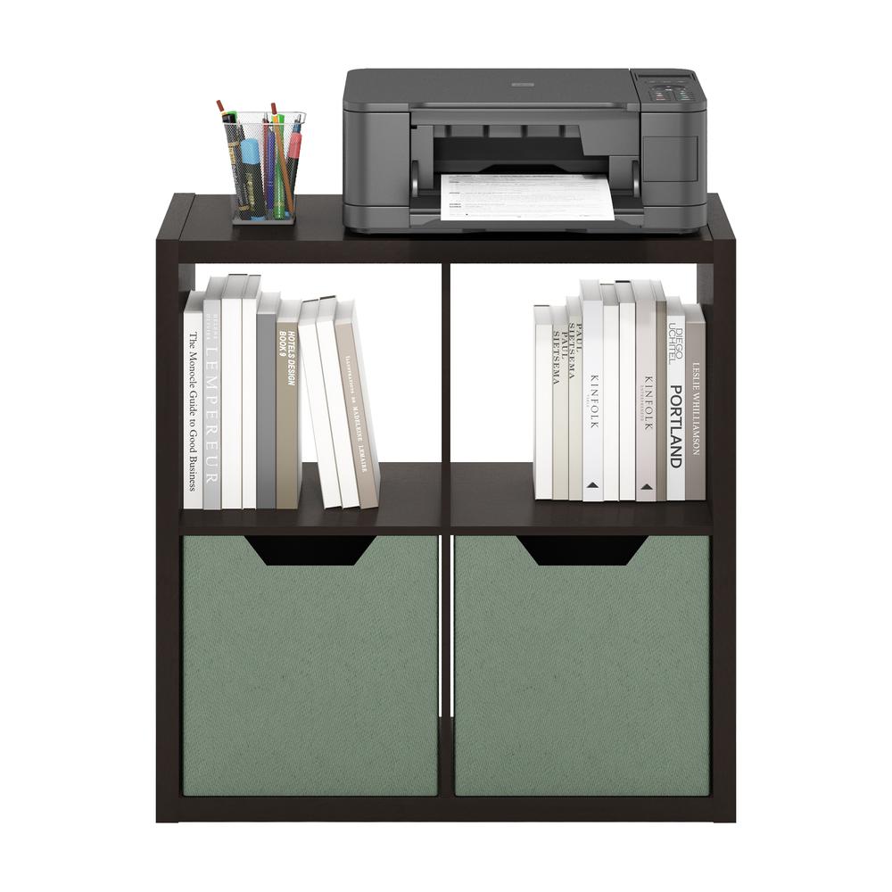 Furinno Cubicle Open Back Decorative Cube Storage Organizer, 4-Cube, Dark Oak. Picture 5