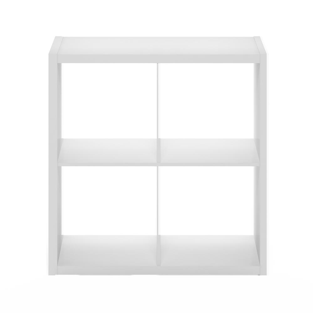 Furinno Cubicle Open Back Decorative Cube Storage Organizer, 4-Cube, White. Picture 3