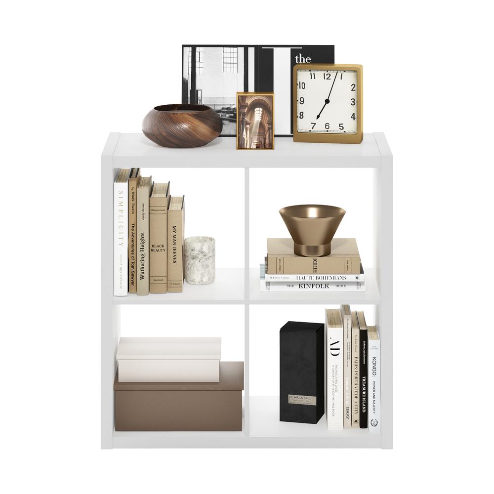 Furinno Cubicle Open Back Decorative Cube Storage Organizer, 4-Cube, White. Picture 5