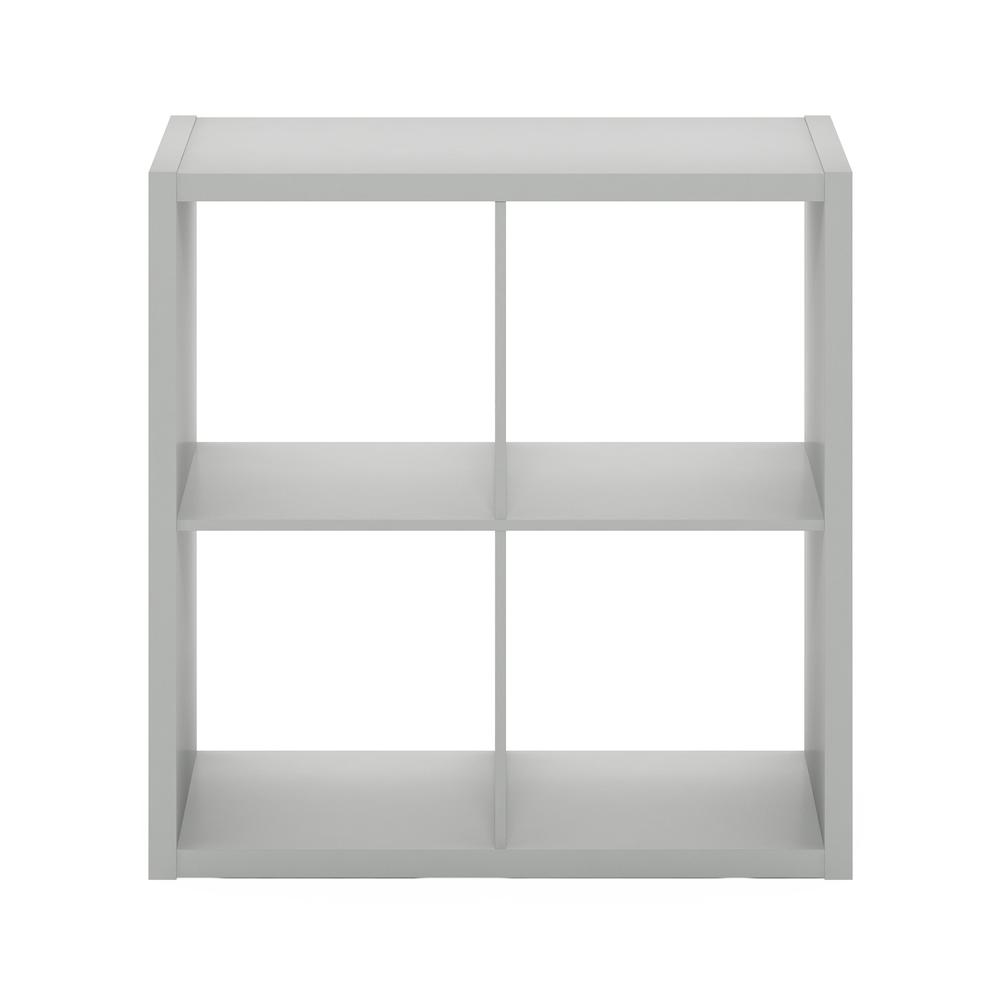 Furinno Cubicle Open Back Decorative Cube Storage Organizer, 4-Cube, Light Grey. Picture 3