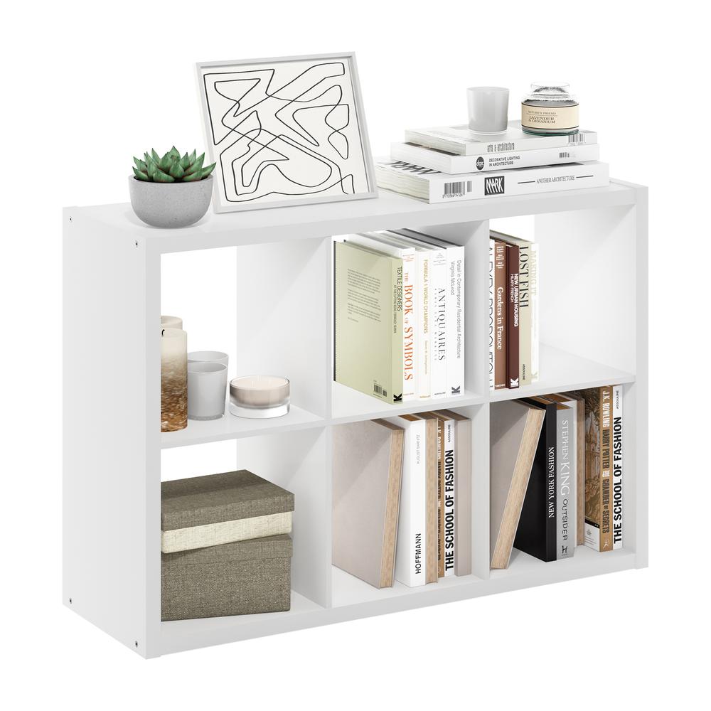 Furinno Cubicle Open Back Decorative Cube Storage Organizer, 6-Cube, White. Picture 4
