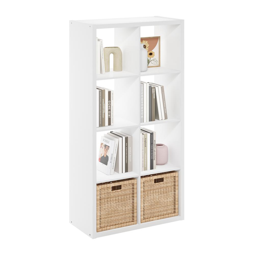 Furinno Cubicle Open Back Decorative Cube Storage Organizer, 8-Cube, White. Picture 4