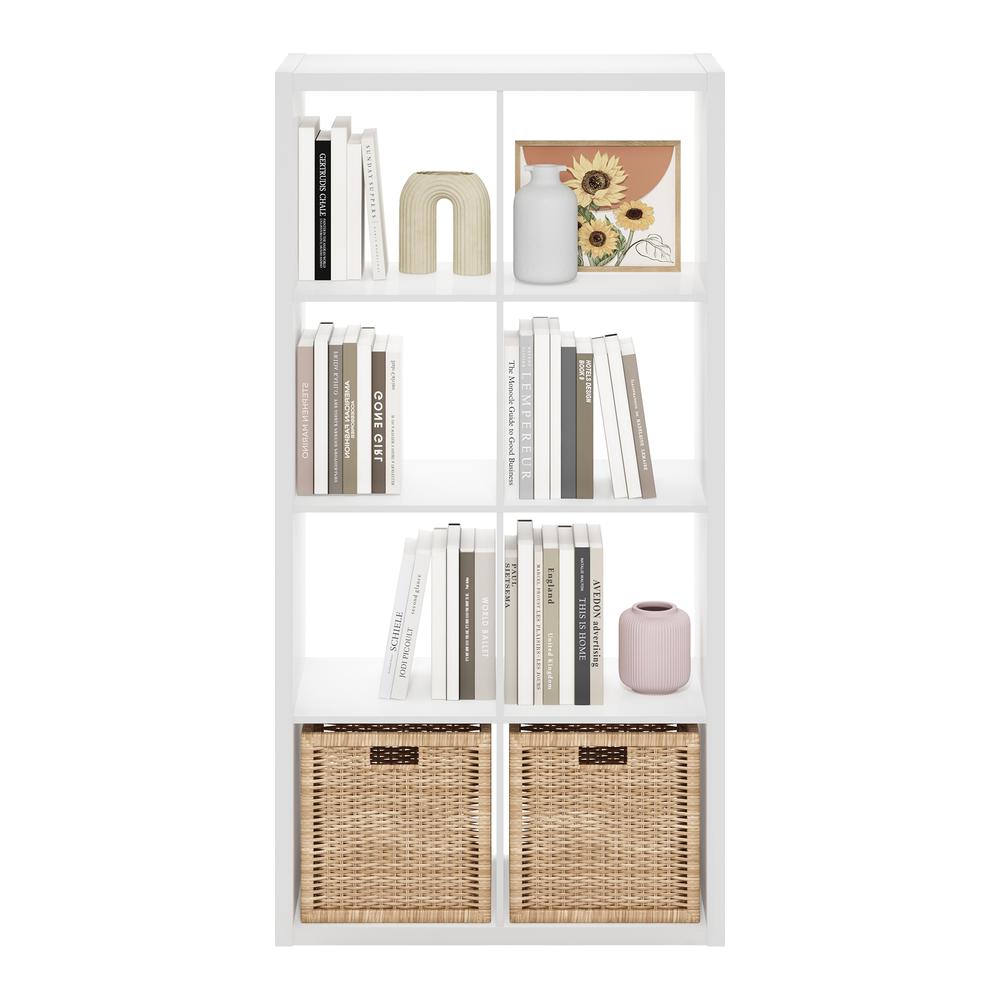 Furinno Cubicle Open Back Decorative Cube Storage Organizer, 8-Cube, White. Picture 5