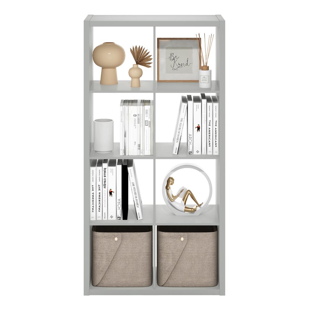 Furinno Cubicle Open Back Decorative Cube Storage Organizer, 8-Cube, Light Grey. Picture 5
