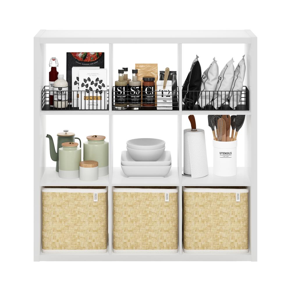 Furinno Cubicle Open Back Decorative Cube Storage Organizer, 9-Cube, White. Picture 5