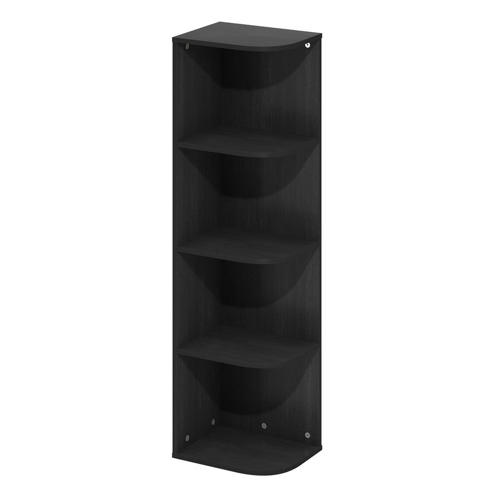 Furinno Pasir 4-Tier Corner Open Shelf Bookcase, Blackwood. Picture 1