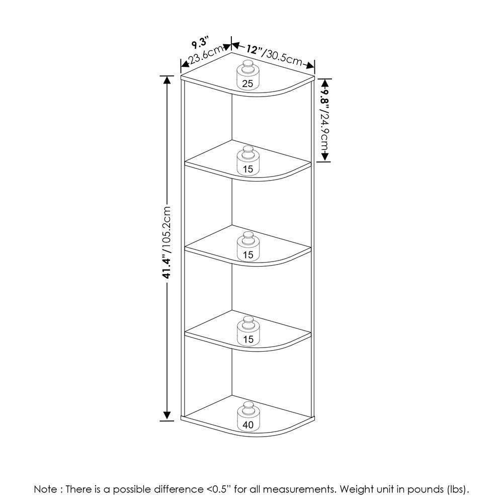 Furinno Pasir 4-Tier Corner Open Shelf Bookcase, Blackwood. Picture 2