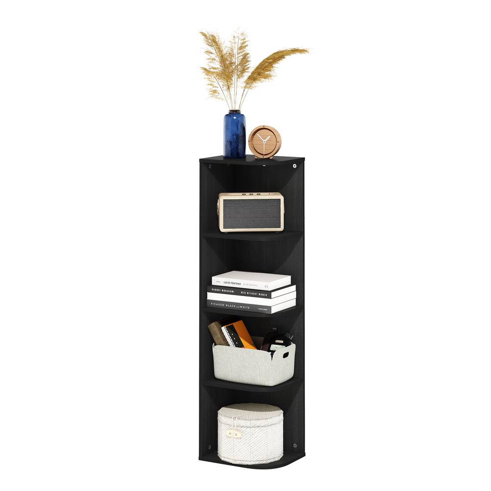 Furinno Pasir 4-Tier Corner Open Shelf Bookcase, Blackwood. Picture 4