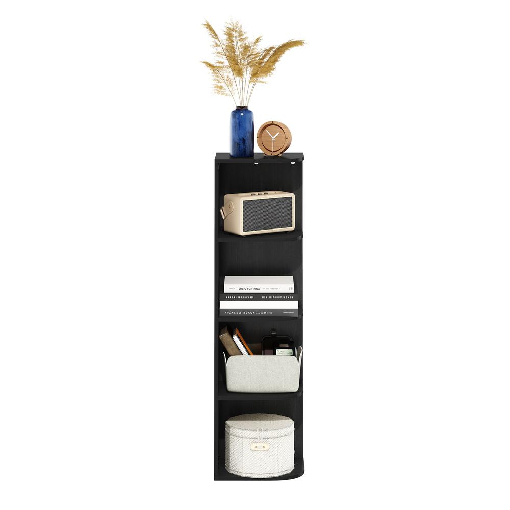 Furinno Pasir 4-Tier Corner Open Shelf Bookcase, Blackwood. Picture 5