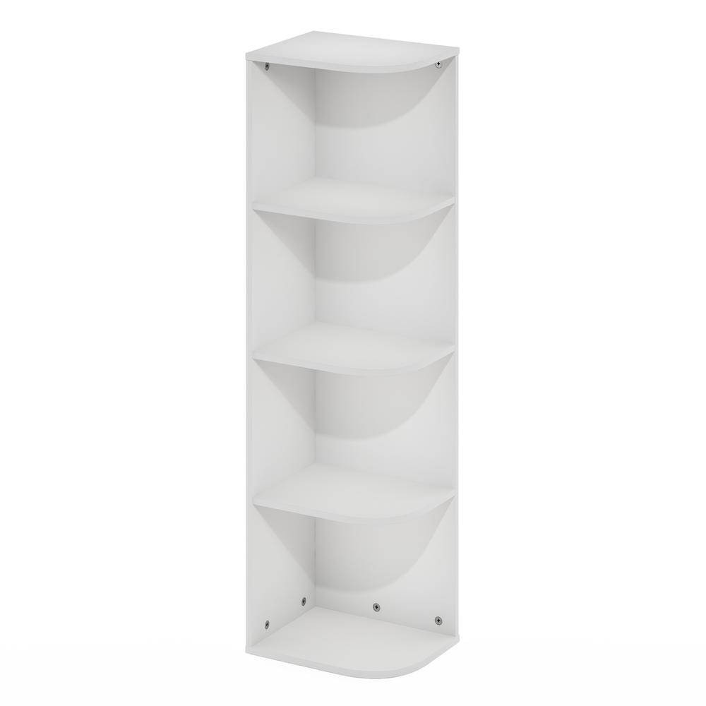 Furinno Pasir 4-Tier Corner Open Shelf Bookcase, White. Picture 1