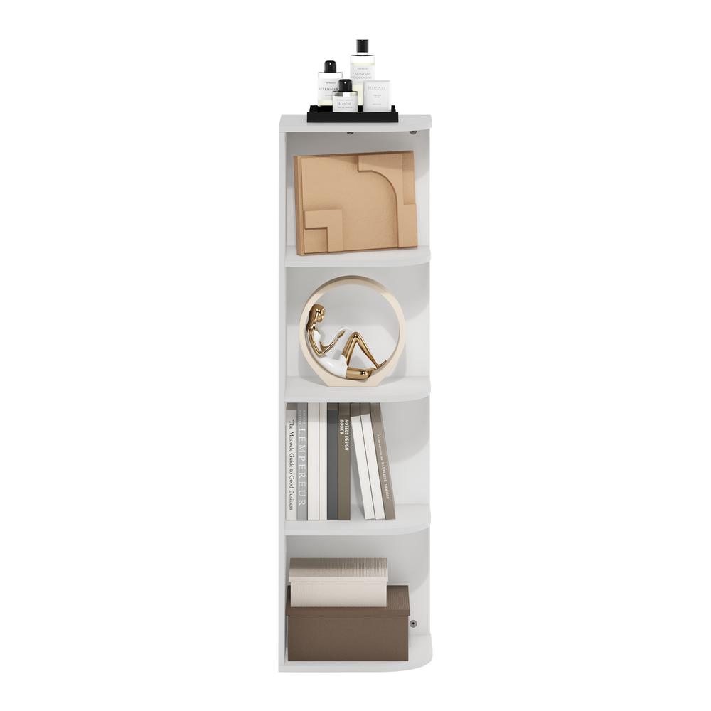 Furinno Pasir 4-Tier Corner Open Shelf Bookcase, White. Picture 5