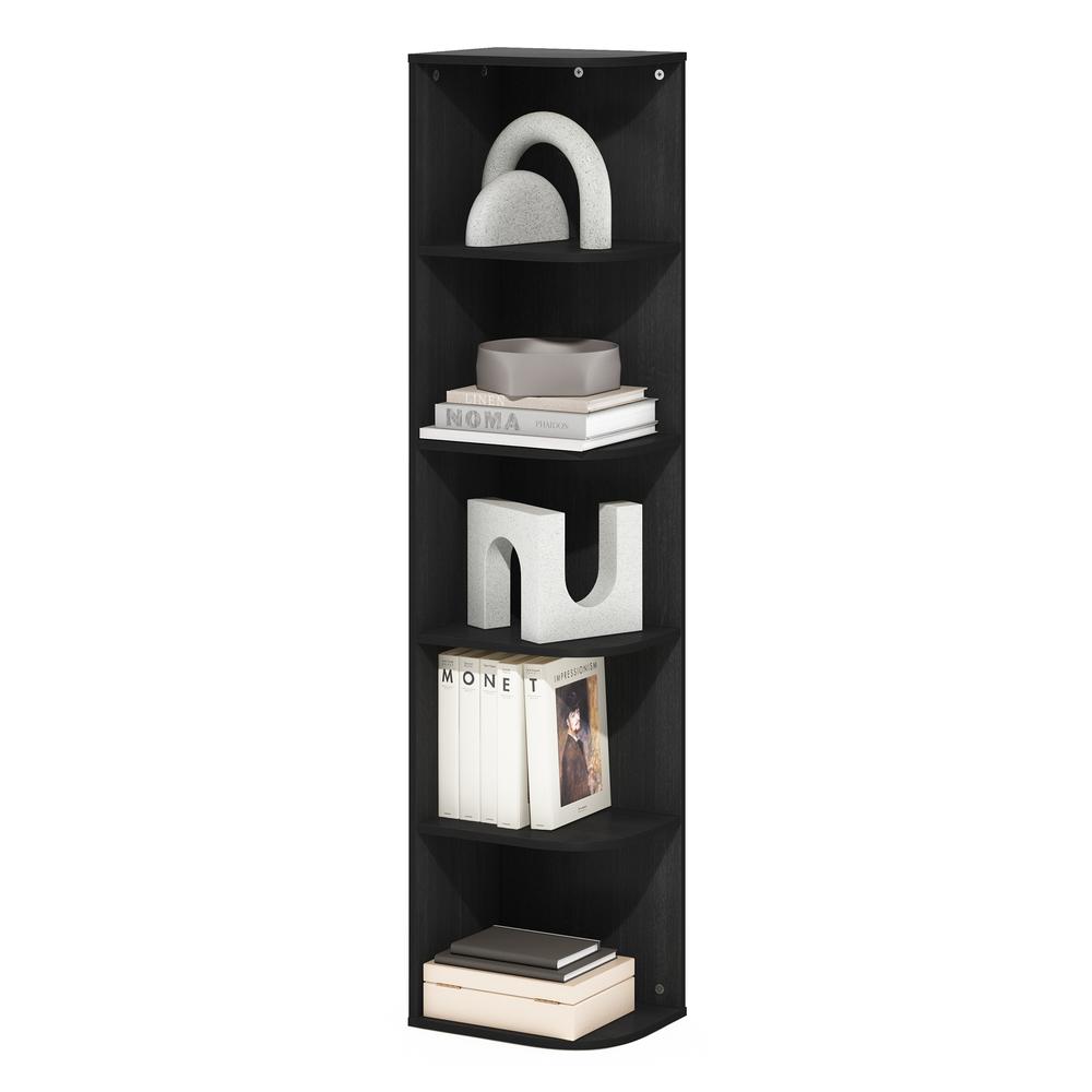 Furinno Pasir 5-Tier Corner Open Shelf Bookcase, Blackwood. Picture 4