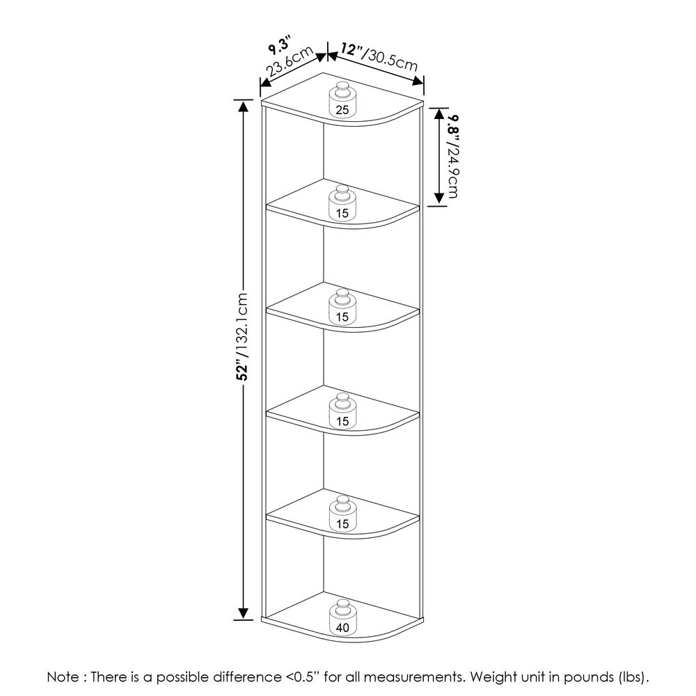 Furinno Pasir 5-Tier Corner Open Shelf Bookcase, White. Picture 2