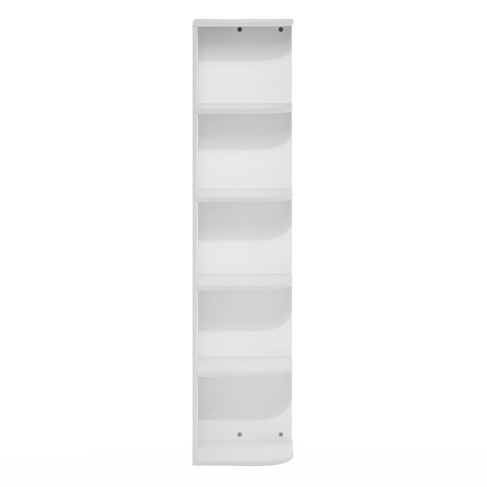 Furinno Pasir 5-Tier Corner Open Shelf Bookcase, White. Picture 3
