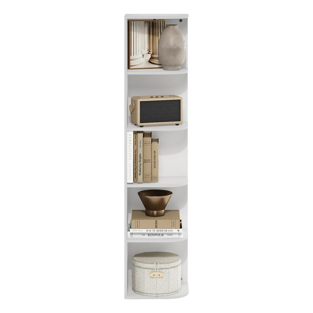 Furinno Pasir 5-Tier Corner Open Shelf Bookcase, White. Picture 5