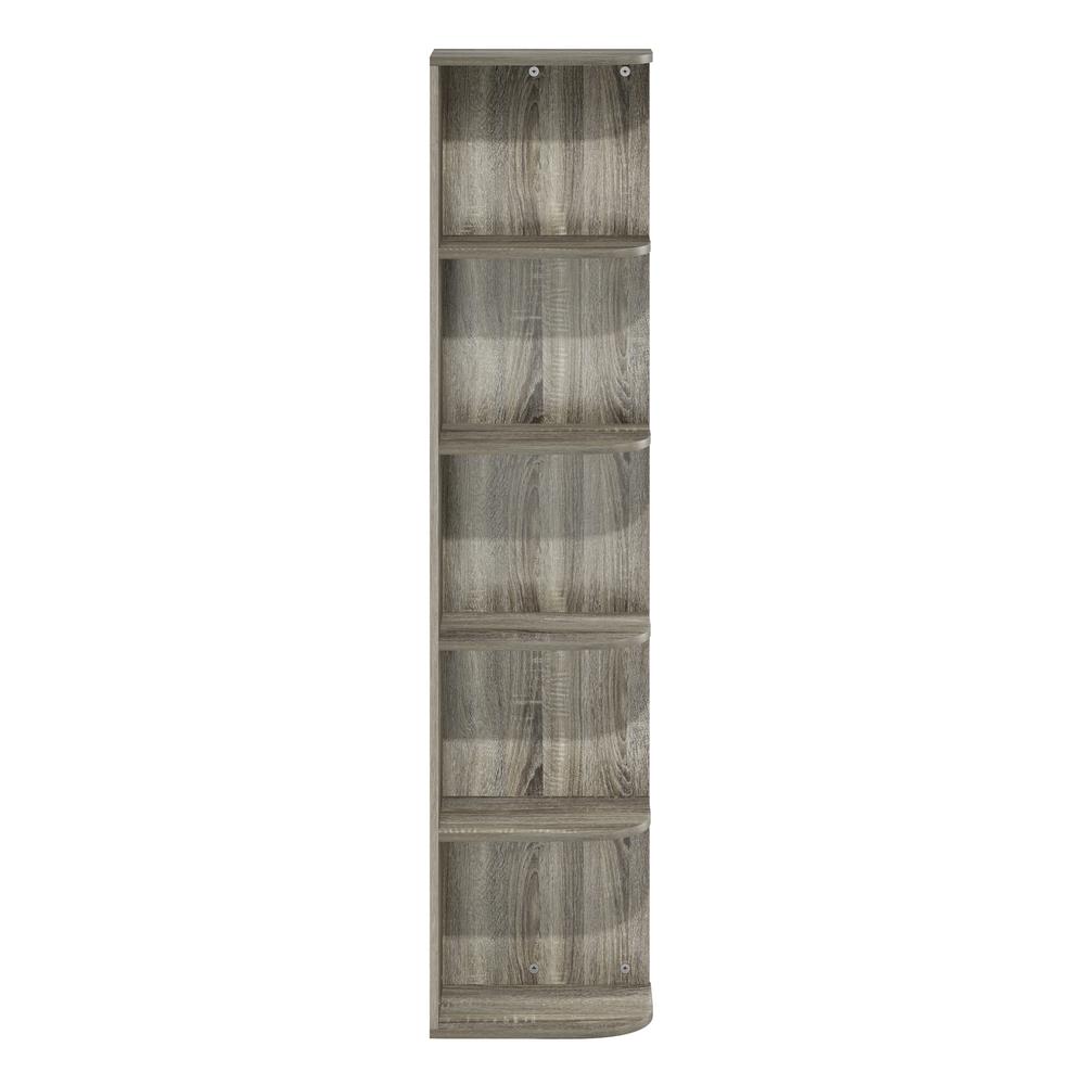 Furinno Pasir 5-Tier Corner Open Shelf Bookcase, French Oak. Picture 3