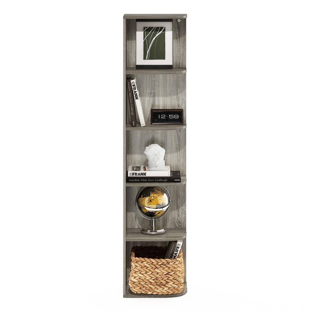 Furinno Pasir 5-Tier Corner Open Shelf Bookcase, French Oak. Picture 5