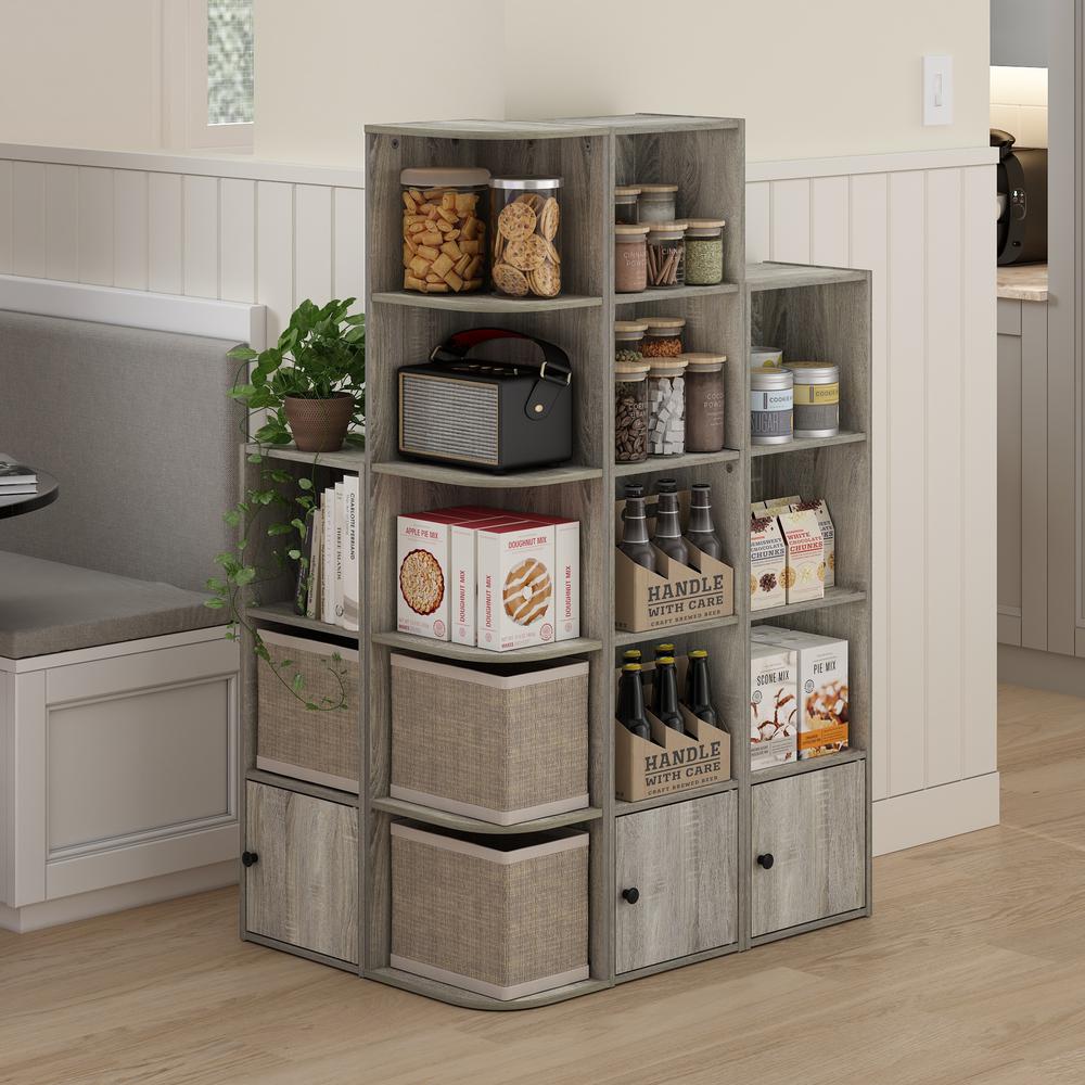 Furinno Luder 4-Tier Shelf Bookcase with 1 Door Storage Cabinet, French Oak. Picture 8