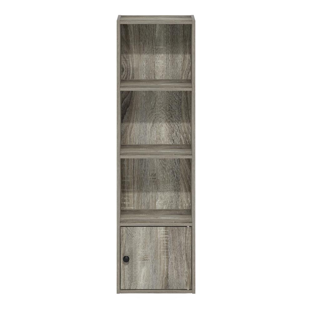 Furinno Luder 4-Tier Shelf Bookcase with 1 Door Storage Cabinet, French Oak. Picture 3