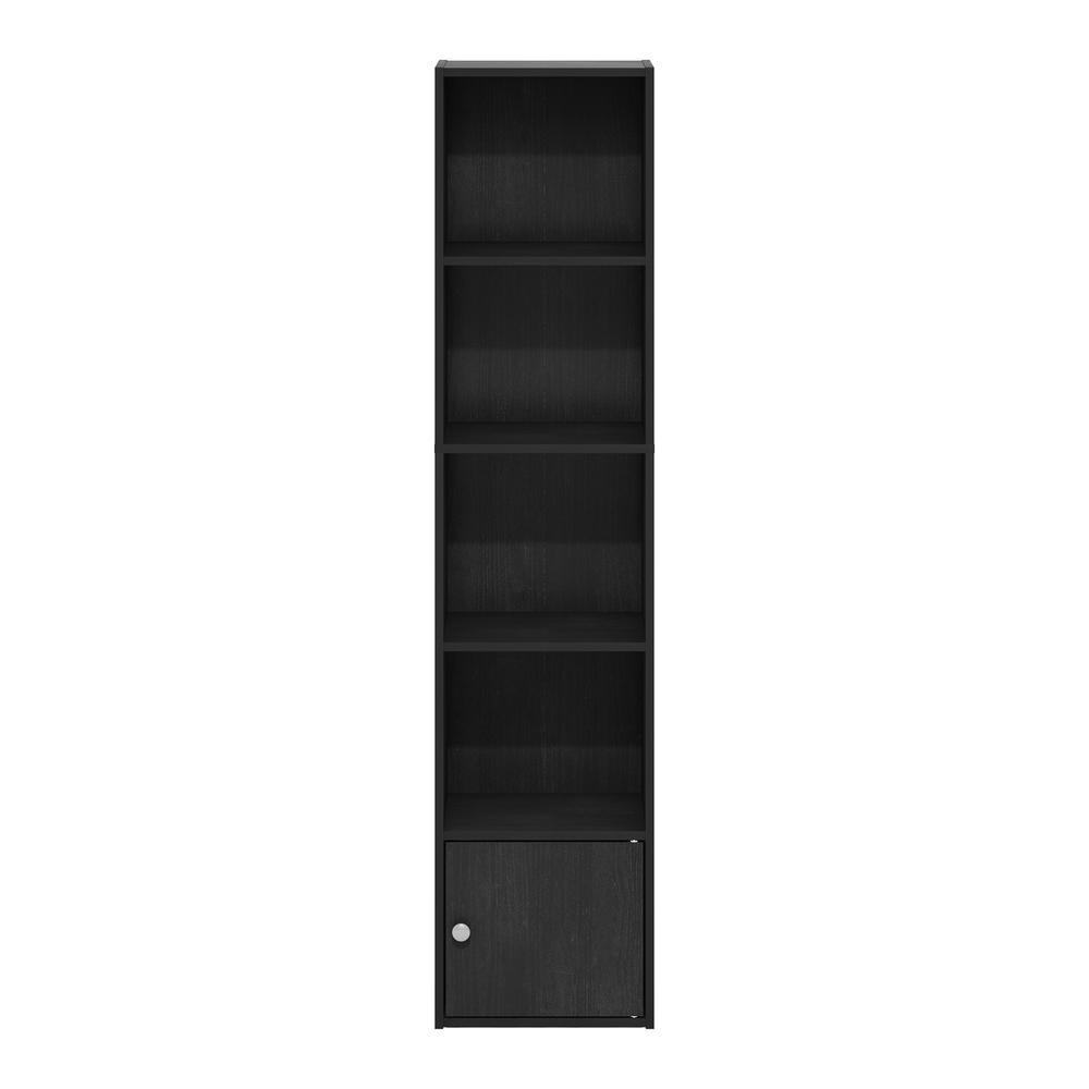 Furinno Luder 5-Tier Shelf Bookcase with 1 Door Storage Cabinet, Blackwood. Picture 3