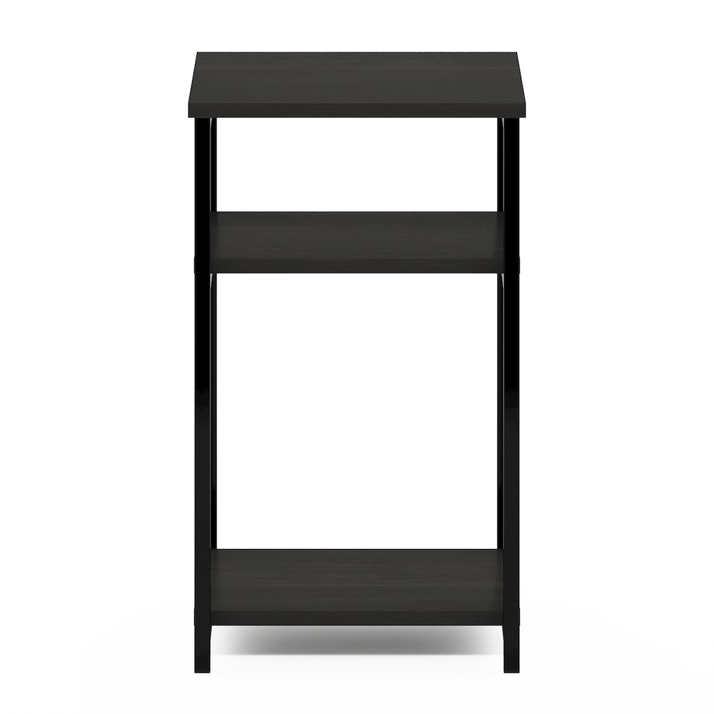 Furinno Just 3-Tier Industrial Metal Frame End Table with Storage Shelves, 1-Pack, Espresso. Picture 3