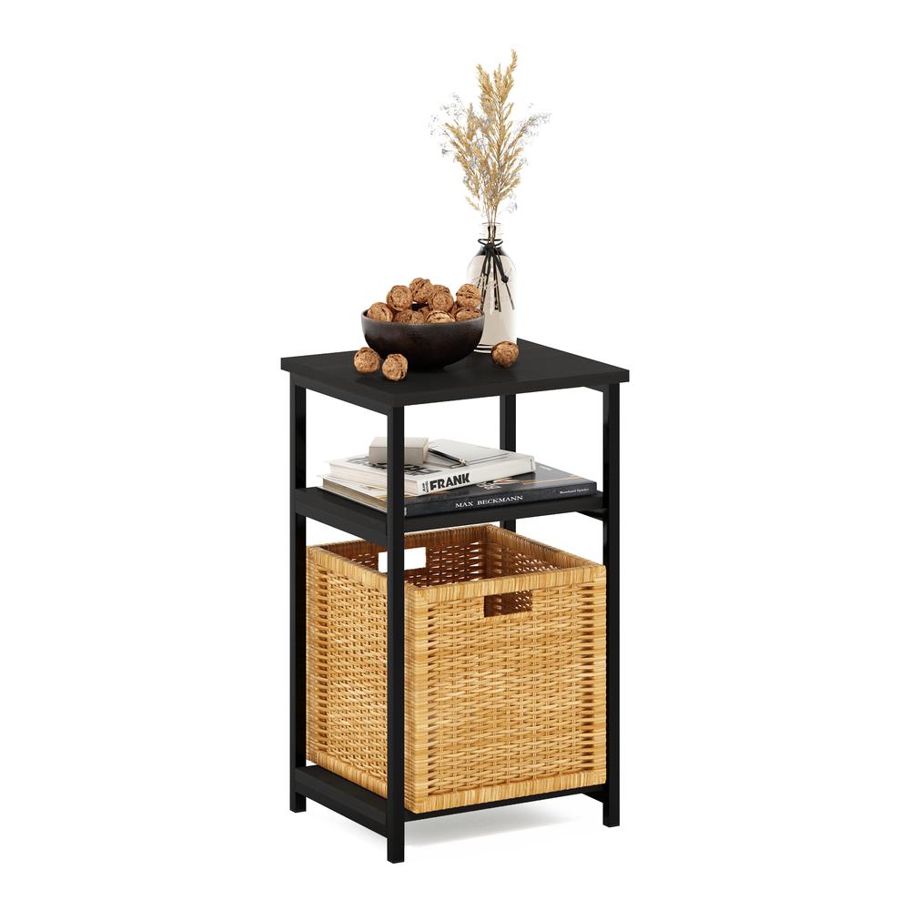 Furinno Just 3-Tier Industrial Metal Frame End Table with Storage Shelves, 1-Pack, Espresso. Picture 4