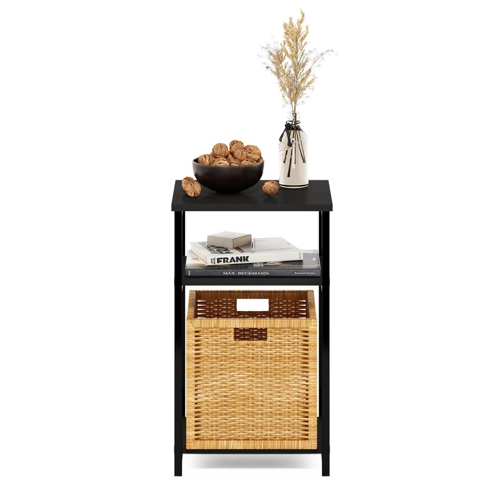 Furinno Just 3-Tier Industrial Metal Frame End Table with Storage Shelves, 1-Pack, Espresso. Picture 5