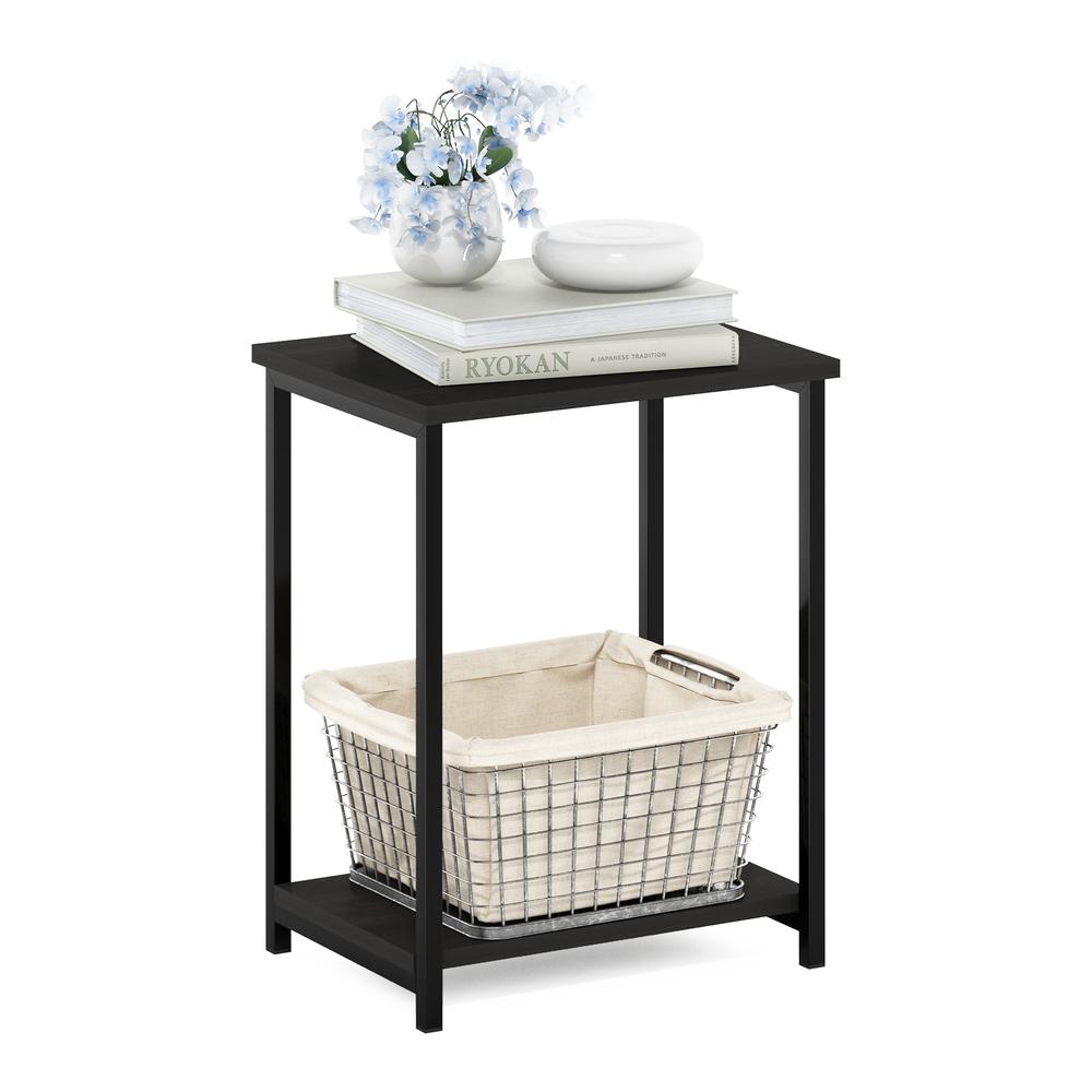 Furinno Simplistic Industrial Metal Frame End Table, 1-Pack, Espresso. Picture 4