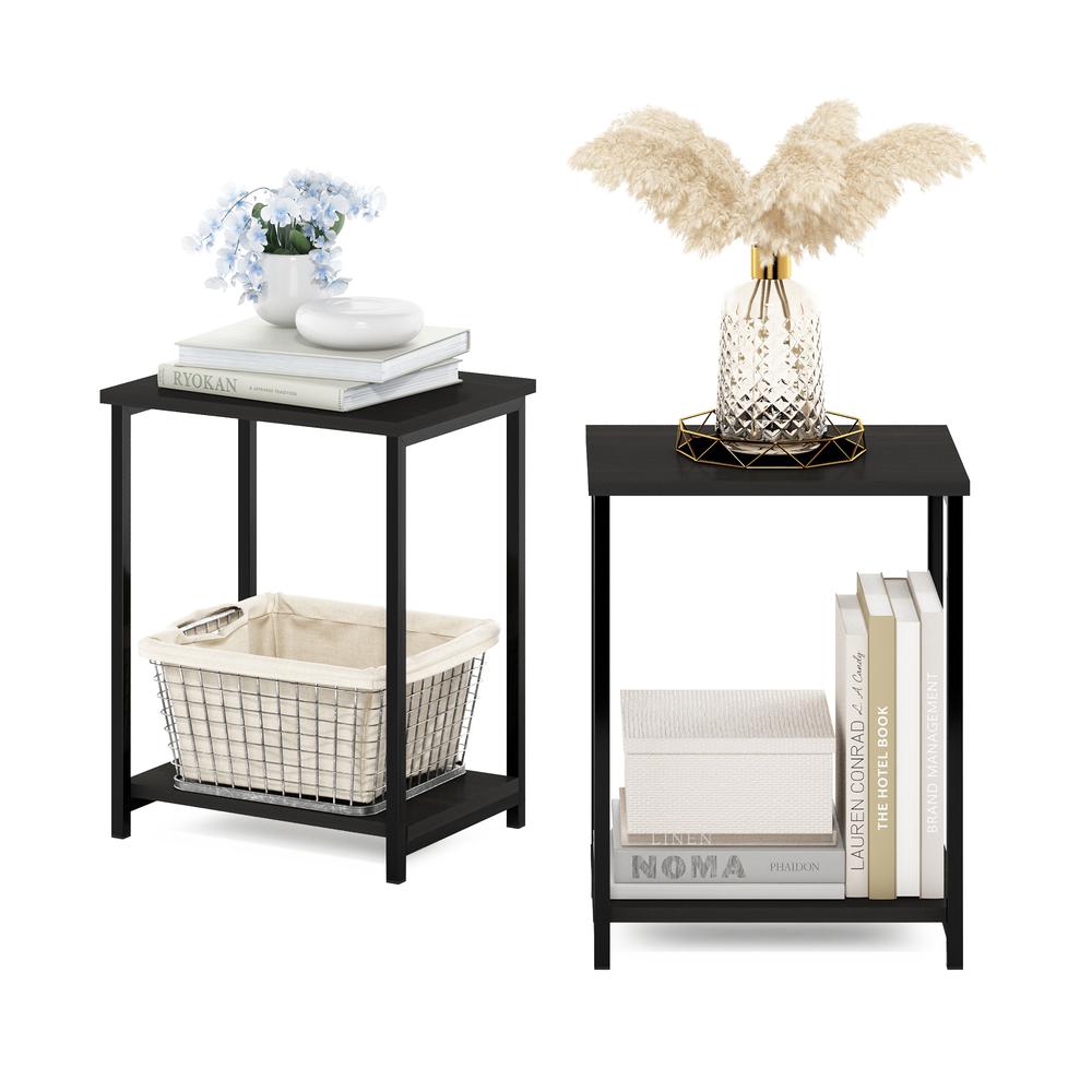 Furinno Simplistic Industrial Metal Frame End Table, 2-Pack, Espresso. Picture 3